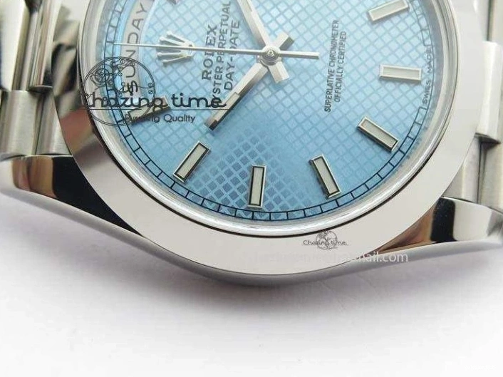 1:1 Bracelet Day-Date Dial Ice Noob Edition A3255 40mm SS on 228206 SS Textured Blue Best 0405